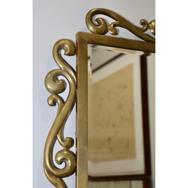Gold 1970's Patinated Brass French Wall Mirror For Sale - Image 8 of 12