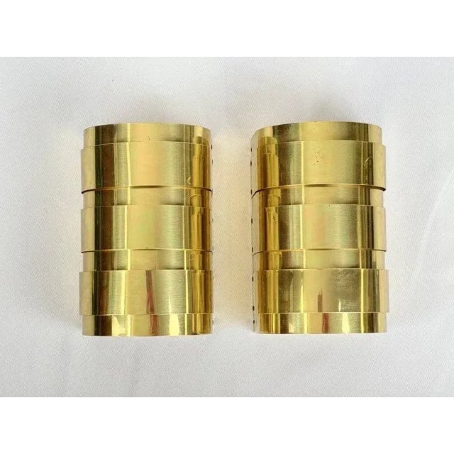 Mid-Century Modern Pair of Curtis Jere for Lightolier Brass Wall Sconces For Sale - Image 3 of 12