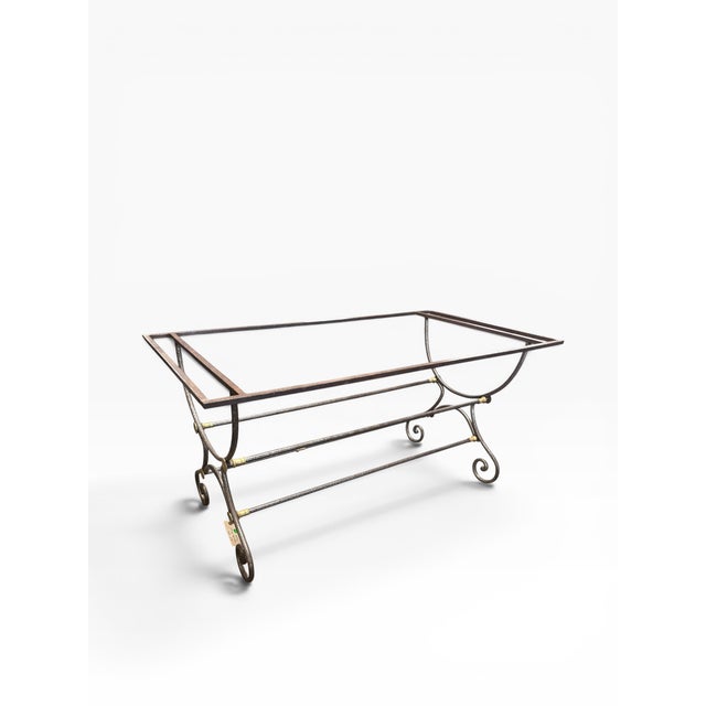 Early 21st Century Vintage Forged Iron & Granite Outdoor Dining Table With Brass Accents For Sale - Image 5 of 9