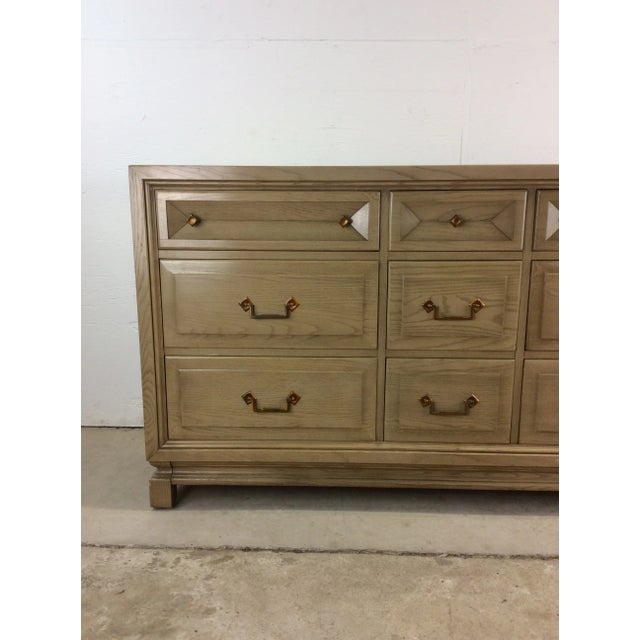 Mid Century Modern 9 Drawer Lowboy Dresser With Limed Oak Finish by Drexel For Sale In Philadelphia - Image 6 of 12