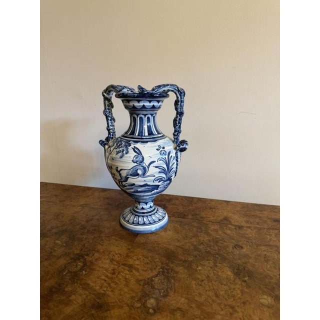 Talavere Blue and White Vase, 1900s For Sale - Image 11 of 11