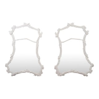 Pair of John Dickinson Style White Lacquered Faux Bois Mirrors For Sale