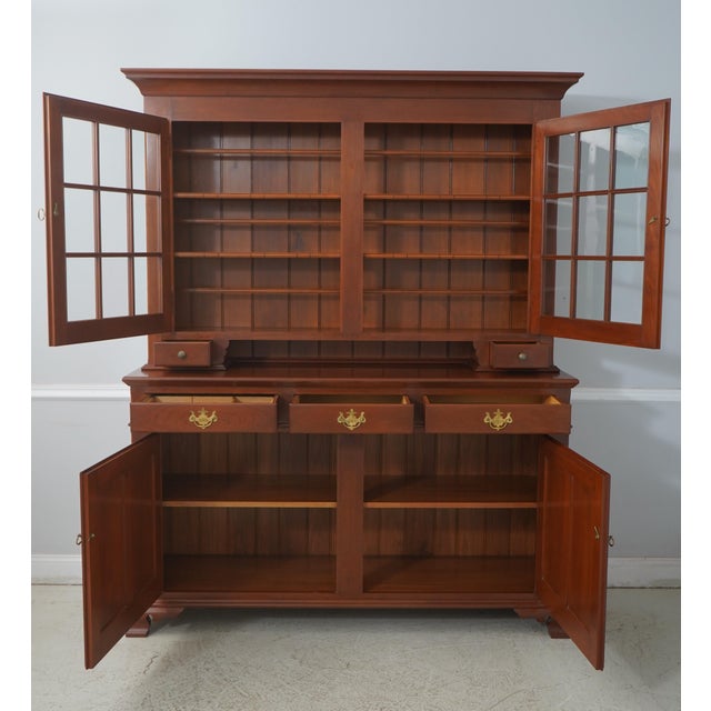 Traditional Bench Made Hand Crafted Primitive Cherry Step Back Cupboard For Sale - Image 3 of 12