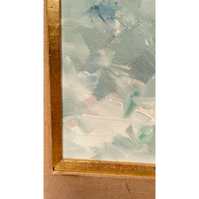 Textile 1960s Framed Andre Gisson Oil on Canvas Impressionist Painting Mother/Daughter 33” X 21” For Sale - Image 7 of 12