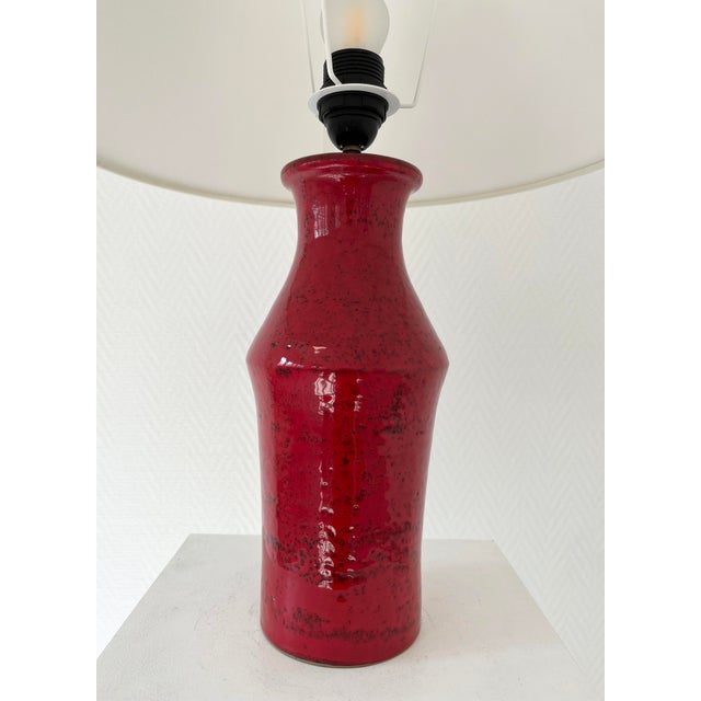 1950s Vintage Red Ceramic Lamp, 1955 For Sale - Image 5 of 7