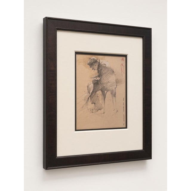 Title Andre Kohn Original Drawing “The Net Maker,” France 2008, Framed Description Original mixed-media drawing by...