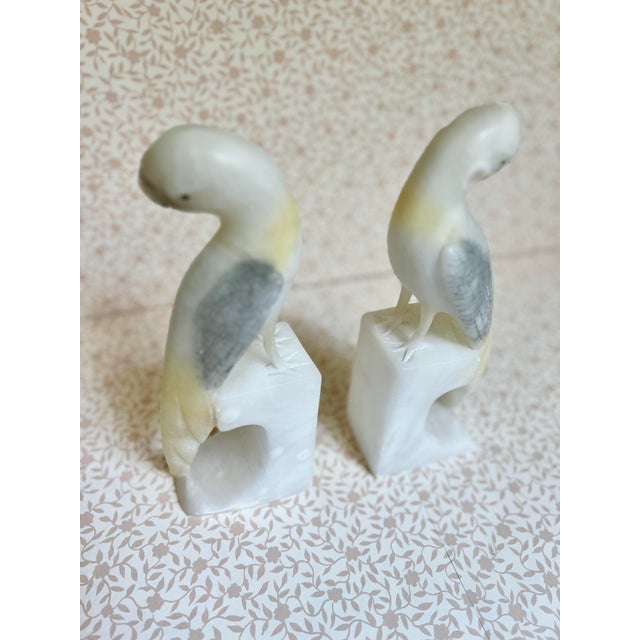 Early 20th Century Pair of Italian Alabaster Bird Bookends For Sale - Image 5 of 8