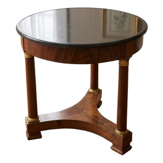 19th Century French Empire Flame Mahogany & Black Marble Center Table Guéridon, 1810 For Sale