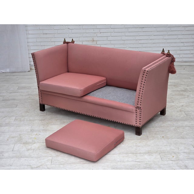Mid-Century Modern Danish Spanish Drop-Arm Two-Seater Sofa with Wool Upholstery, 1970s For Sale - Image 3 of 18