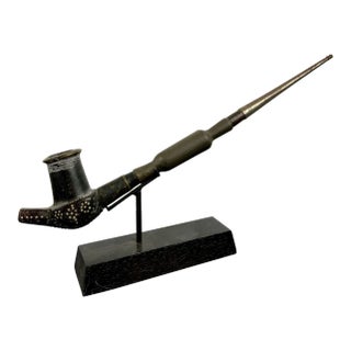 Early 20th Century Ceremonial Smoking Pipe of the Dinka Tribe Professionally Mounted For Sale