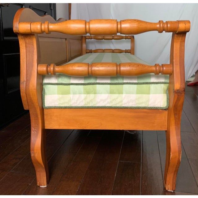 Late 19th Century Mid 19th Century Canadian Pine Upholstered Bench For Sale - Image 5 of 5