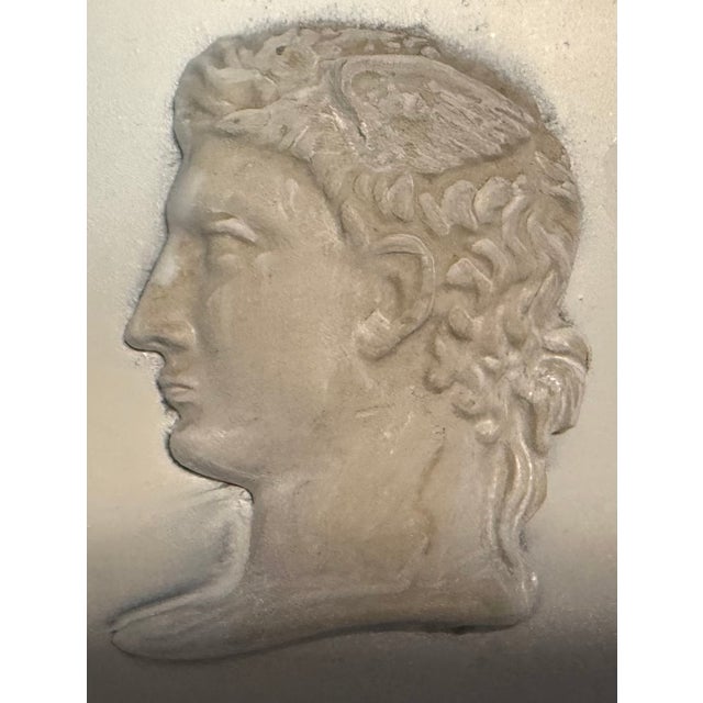 Mid-Century Italian Neo-Classical Framed Plaster Busts / Intaglios Grand Tour Style - Set of 4 For Sale - Image 4 of 7