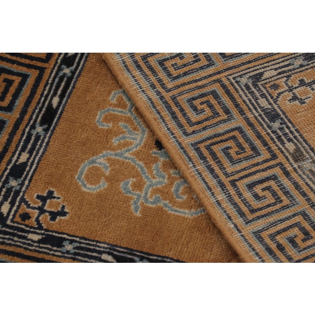 Beige Rug & Kilim’s Chinese Art Deco Inspired Rug, Brown With Greek Key Border For Sale - Image 8 of 8