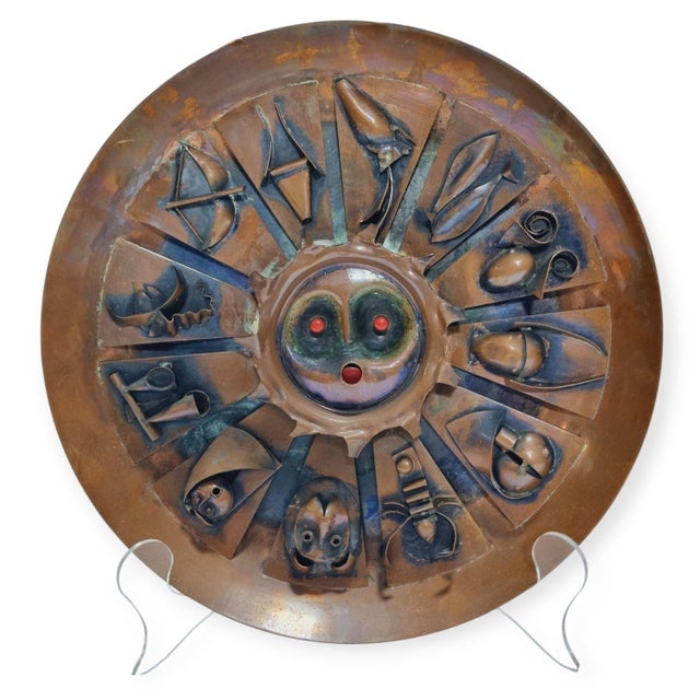Vintage Brutalist Copper Horoscope Wall Decoration, 1960s For Sale - Image 15 of 15