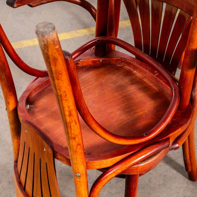 Brown Honey Red Fan Back Dining Armchairs, 1970s, Set of 2 For Sale - Image 8 of 14