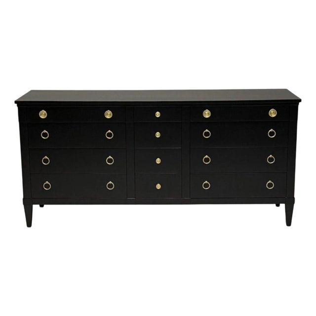 Charak, Hollywood Regency Style, Dresser, Black Painted Wood, Brass, Usa, 1962 For Sale