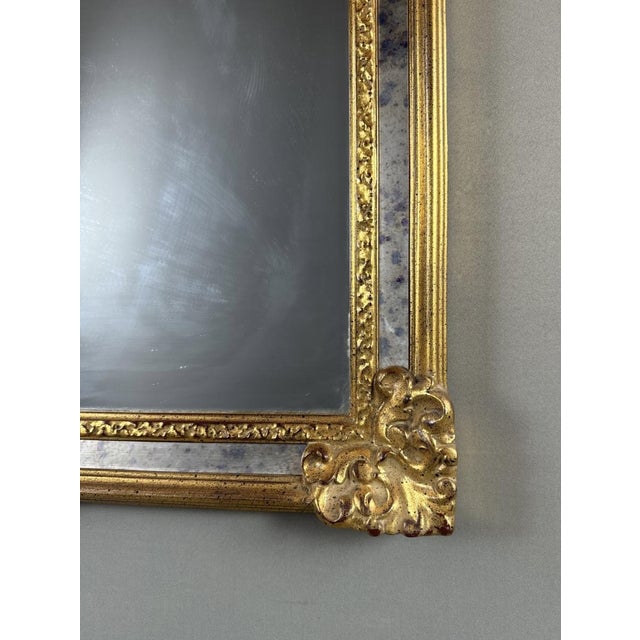 Wood 20th Century Louis XV Carved and Gilded Wooden Mirror For Sale - Image 7 of 8