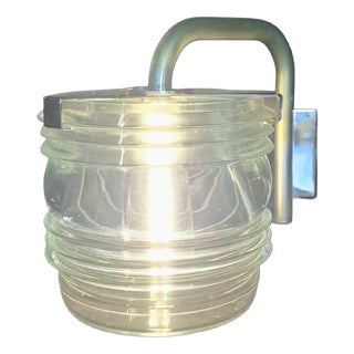 Fresnel Metal and Printed Glass Wall Lamp by Tito Agnoli for Oluce, Italy, 1960s For Sale