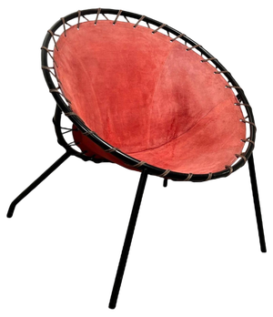 Balloon Lounge Chair in Red Suede & Metal by Hans Olsen