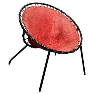 Balloon Lounge Chair in Red Suede & Metal by Hans Olsen, Denmark, 1960s For Sale