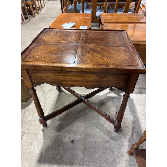 Chippendale Early 20th Century Chippendale Style Basketweave Top Side Table For Sale - Image 3 of 5