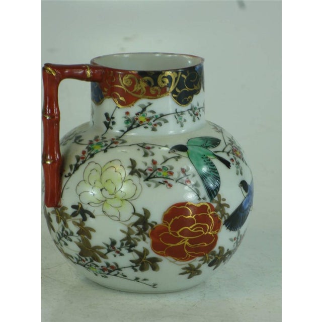 Antique Japanese Satsuma Pitcher Hand Panted Bird Floral 1800's Signed For Sale - Image 12 of 12