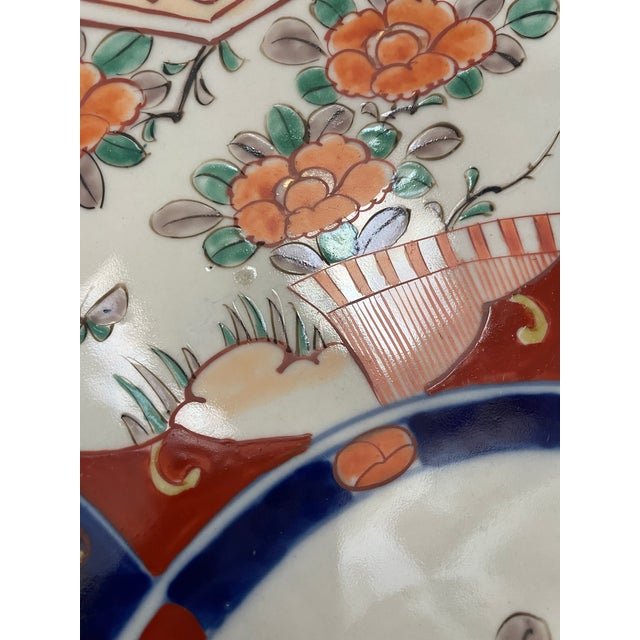 Large Antique Japanese Imari 18" Charger Platter 6 Panel. Hand Painted For Sale - Image 10 of 10