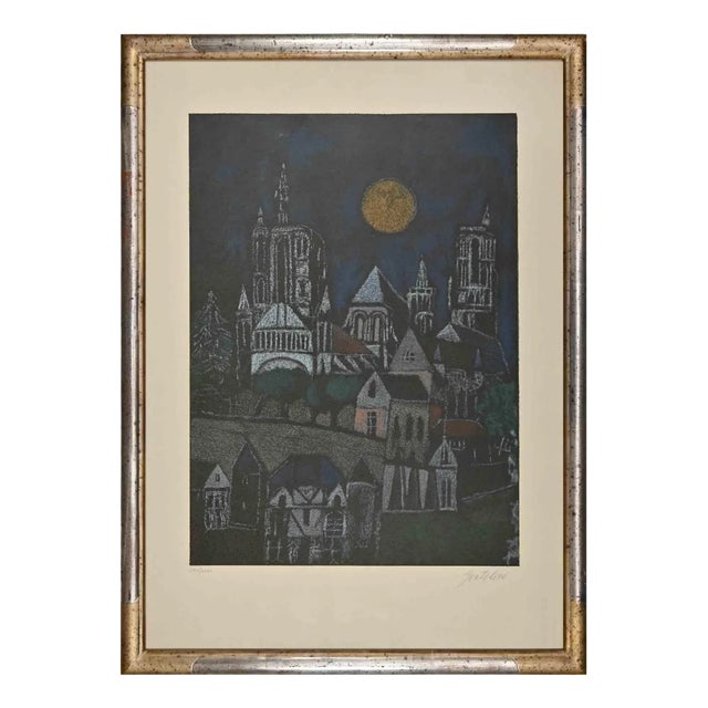 Franco Gentilini, Nocturnal View, Etching, 1970s For Sale