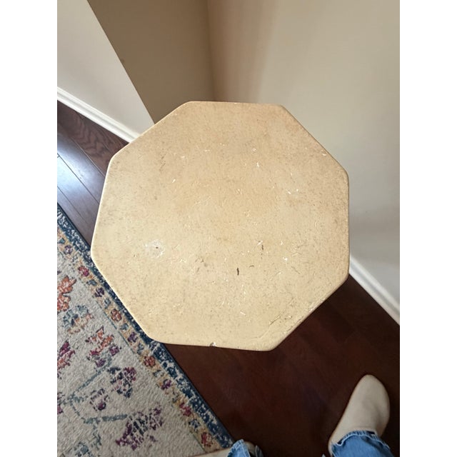 Pedestal Stand Cream Floral Relief Plaster Octagonal Column Hollywood Regency For Sale In Indianapolis - Image 6 of 9
