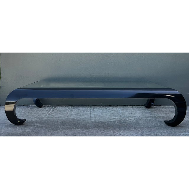 Vintage Lacquer and Glass Coffee Table For Sale In West Palm - Image 6 of 12