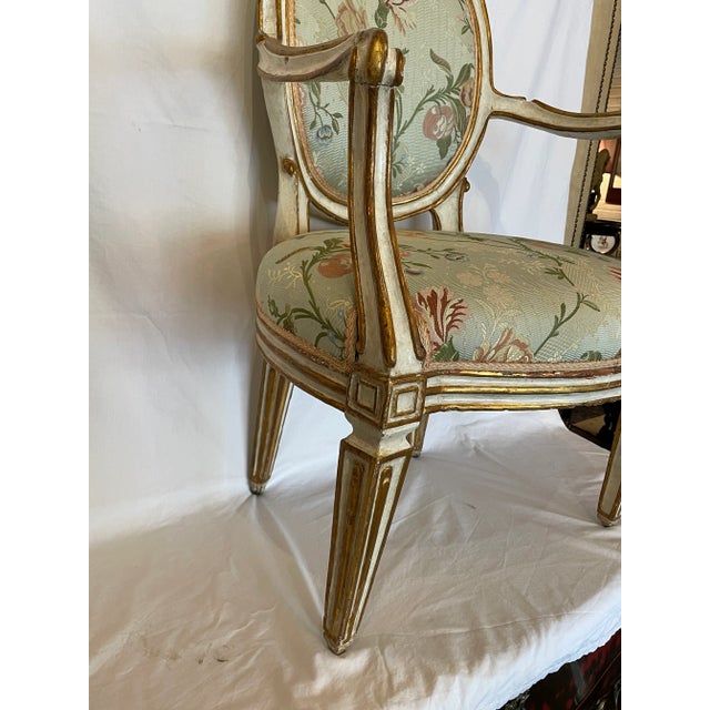 19th Century Italian Painted and Parcel Gilt Fauteuil For Sale - Image 9 of 10