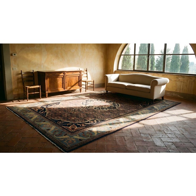 Distinguished Medallion in the Center in a Black Ground Color Antique Persian Bijar Rug For Sale In New York - Image 6 of 8