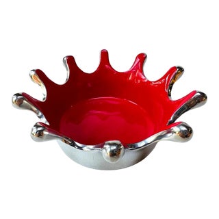 Nima Oberoi Lunares Splash Bowl Crimson Enamel Polished Aluminum For Sale