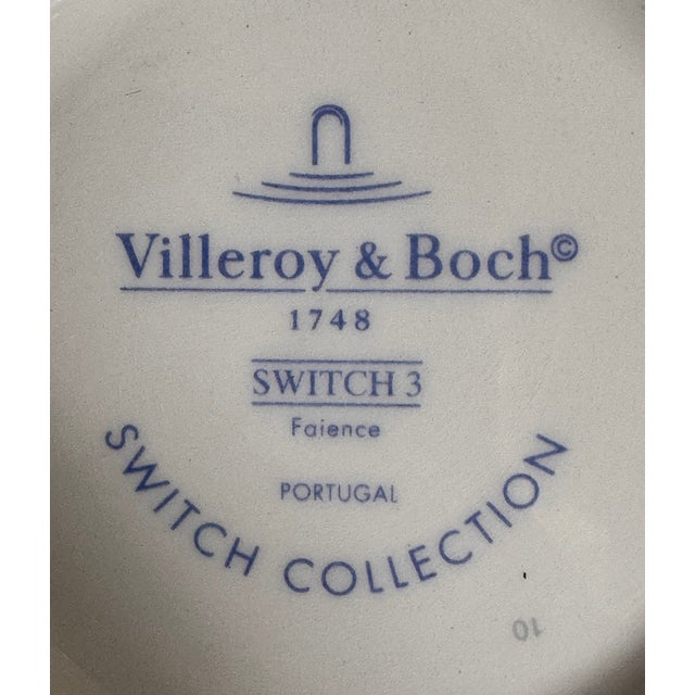 Made in Portugal Villeroy & Boch Bluebird Pattern Chip & Dip For Sale - Image 9 of 11