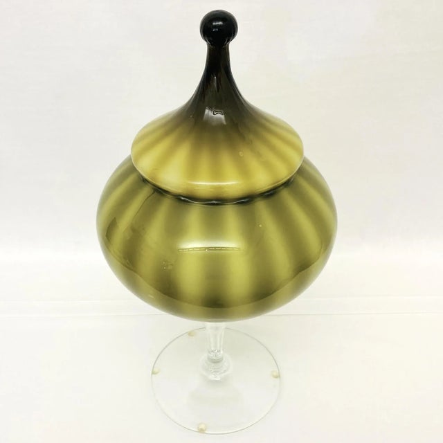 Mid-Century Modern Vintage Green Cased Glass Apothecary For Sale - Image 3 of 8