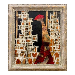 Andrea Stella "Lights in the Night" Gold Leaf Oil Mixed Media Painting, Figurative Abstract, Italian Contemporary Art, 2010 For Sale