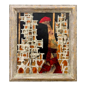 Andrea Stella "Lights in the Night" Gold Leaf Oil Mixed Media Painting, Figurative Abstract, Italian Contemporary Art, 2010