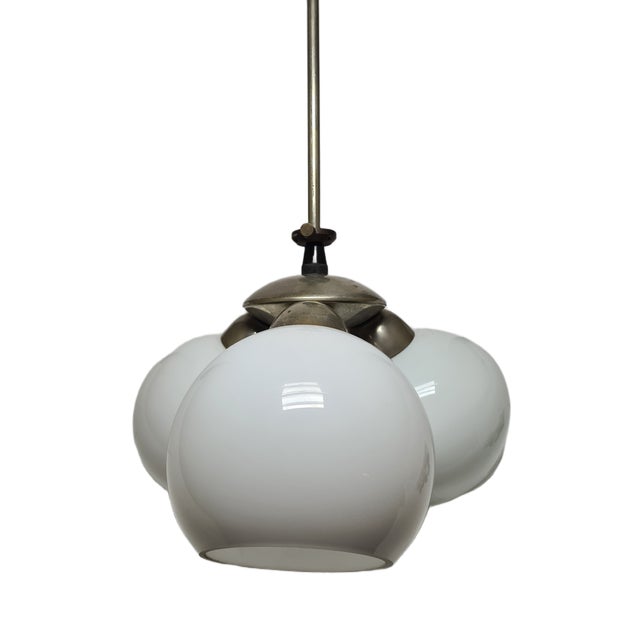 Art Deco Glass Chandelier, Poland, 1970s For Sale - Image 9 of 11