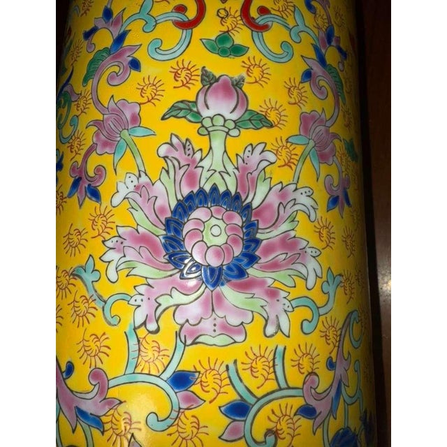 Yellow Monumental Chinese Yellow-Ground Enameled Porcelain Floor Vase With Shou Longevity Symbol, 19th Century. For Sale - Image 8 of 8