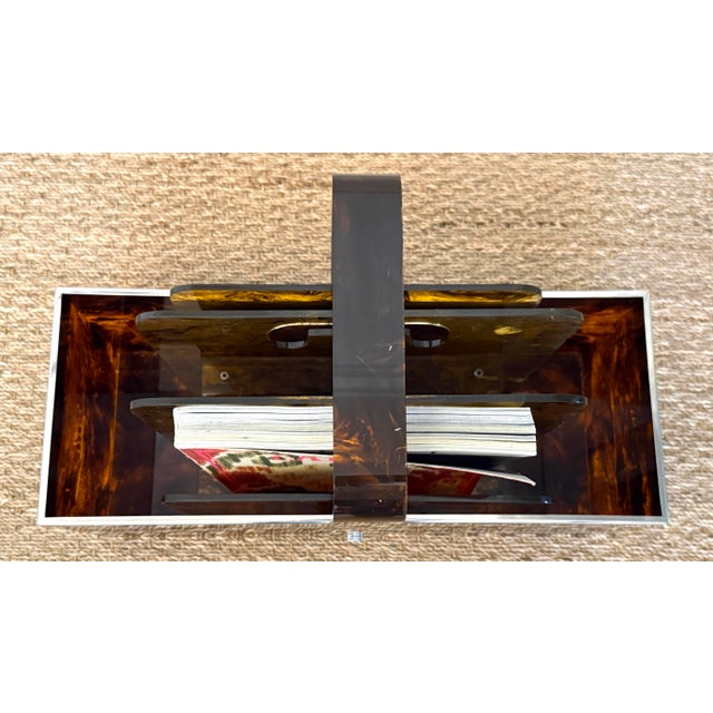 Italian Dior Faux Tortoise and Chrome Magazine Holder For Sale - Image 11 of 12