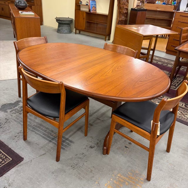 Wood Danish Teak Vintage Low Back Dining Chairs With New Foam and Vinyl - Set of 4 For Sale - Image 7 of 14
