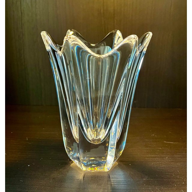 This lovely collectible vase by Orrefor was acquired at a glass sale in Florida. It’s a heavy piece of crystal with a very...