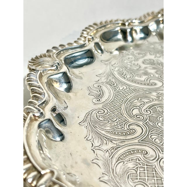 Antique English Sheffield Plate Silver Salver With Shell Detailing by Cooper and Sons For Sale - Image 14 of 14