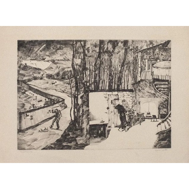 Landscape is a beautiful original etching on paper realized by David Rouviere. Signed on the lower left Good conditions...