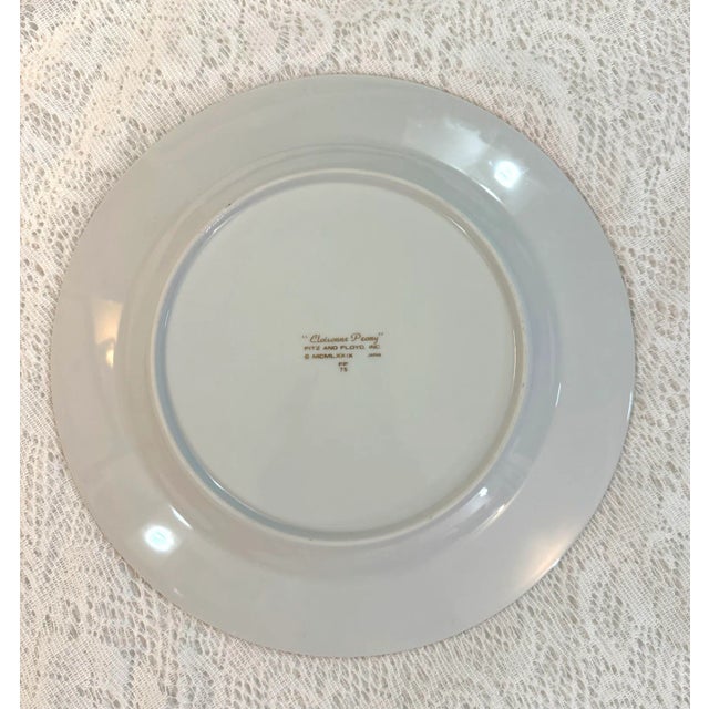 Traditional 1990s Fitz and Floyd Cloisonné Peony Black Dinner Plate, White Center, Pink & Purple, Black Rim For Sale - Image 3 of 4