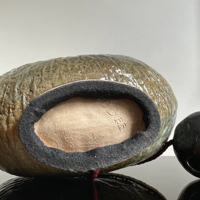 Mid 20th Century Mid 20th Century Archaic Style Ceramic Vessel With Black Ball Stopper, Signed For Sale - Image 5 of 6