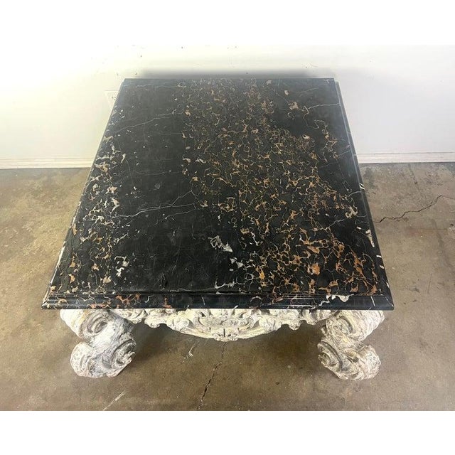 Monumental Painted Rococo Style Coffee Table W/ Marble Top For Sale - Image 13 of 15