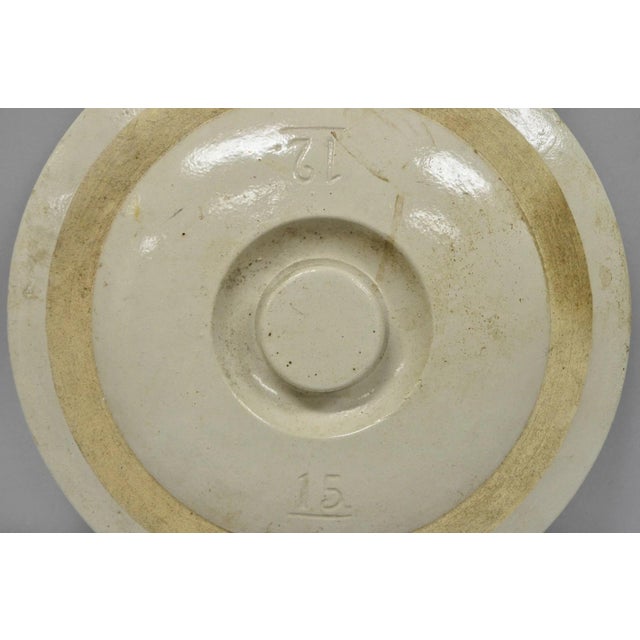 Antique American Primitive Salt Glazed Ceramic 15 Gallon Crock Pot Lid Cover For Sale In Philadelphia - Image 6 of 15
