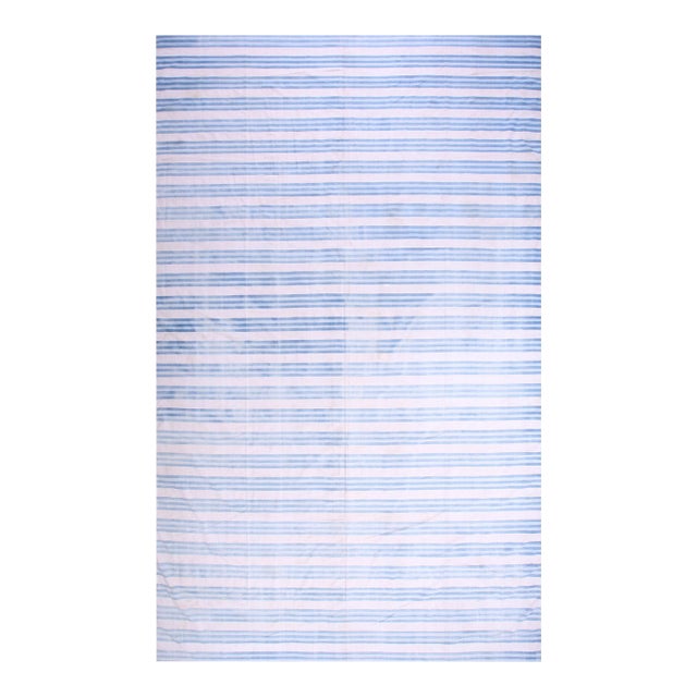 Striking Example of Minimalist With Multi Blue Stripe Dhurrie Style Antique Indian Cotton Rug For Sale
