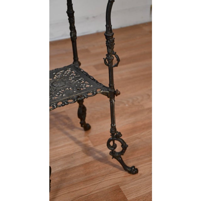 Onyx 1900s Antique Victorian White Metal & Onyx Inset Two Tier Stand / Small Table For Sale - Image 8 of 11
